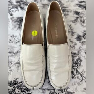 Enzo Angiolini White Leather Slip-On Loafers